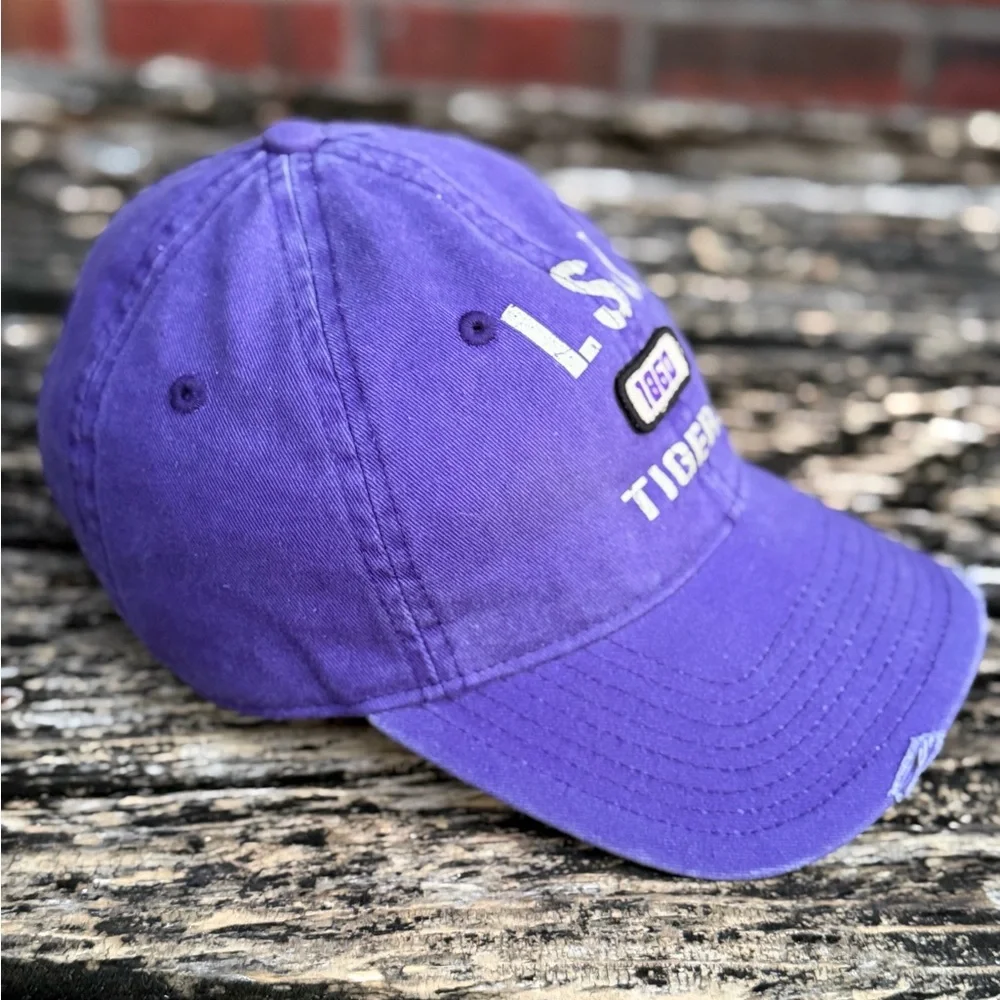NCAA Louisiana State University LSU Tigers Adjustable Purple Distressed Cap T4